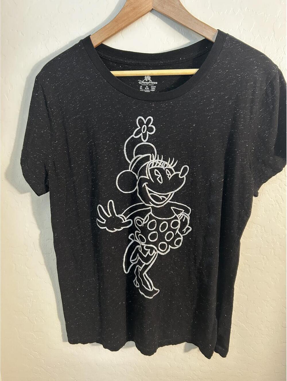 Disney Parks Minnie Mouse Graphic T-Shirt Black Speckled Adult XL